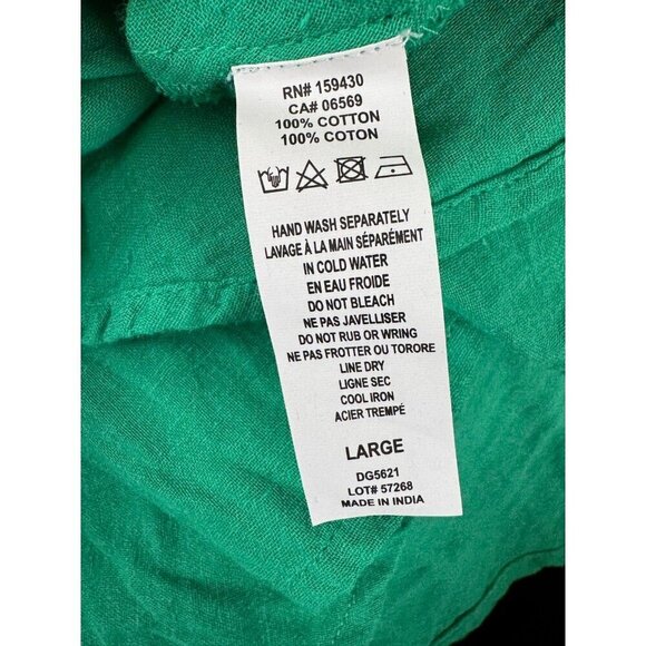 New Elan Green Halter Vneck Button Front Cotton Cover-Up Minidress Women Size L - Picture 8 of 8